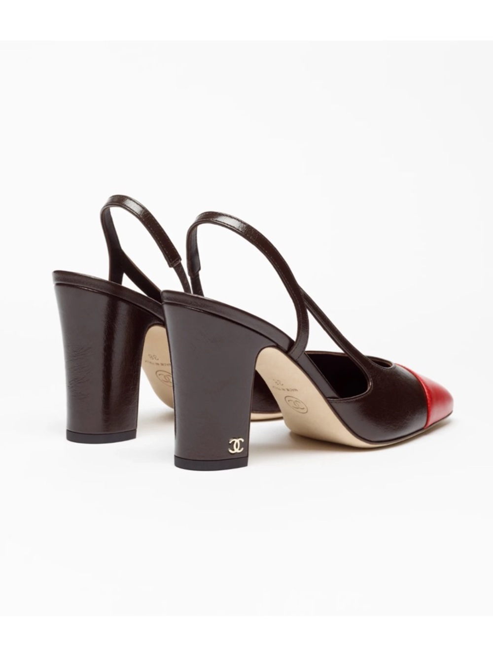 Chanel 26S Blazy Dark Brown Red CC Coco Sling Slingback Block Heel Pump 40c - Picture 14 of 16